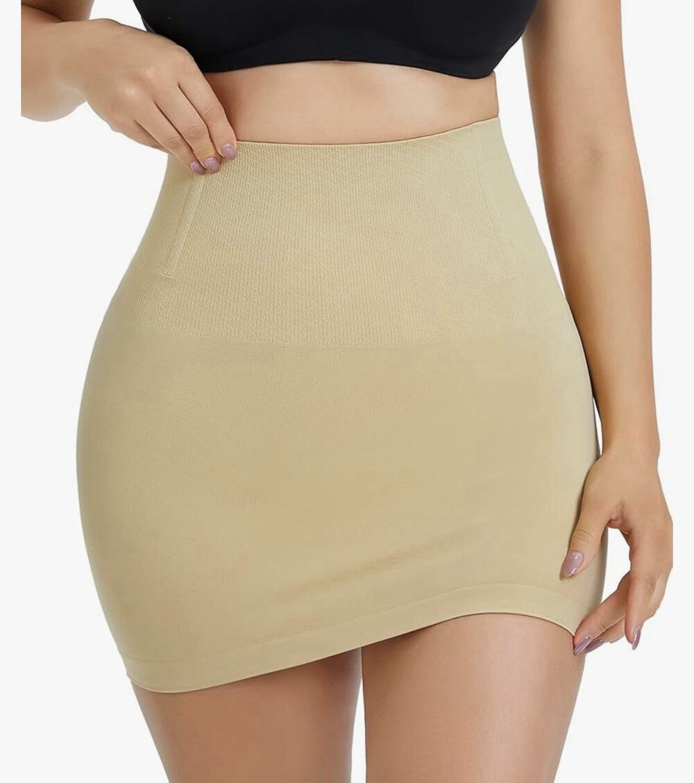 High Waist Half Slip Seamless Shapewear Dresses Black And Beige Size L